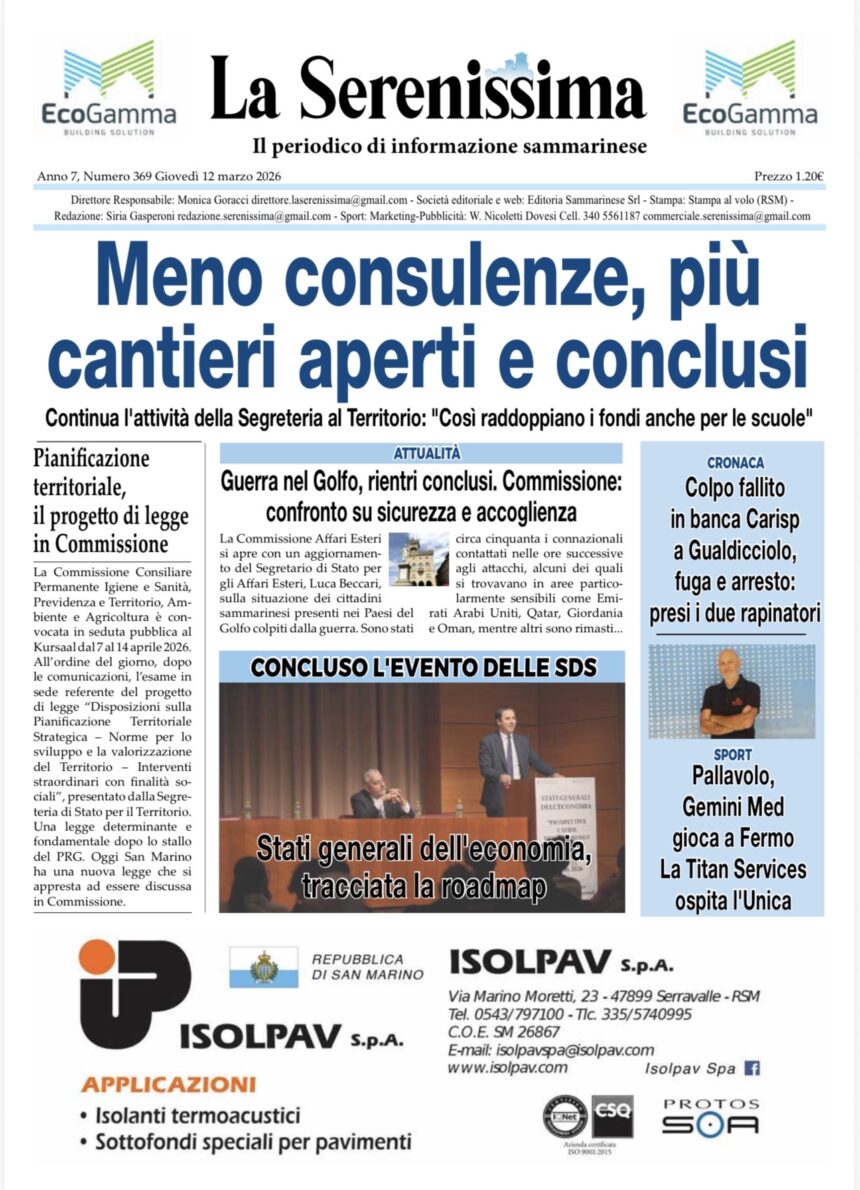 San Marino. La prima pagina de La Serenissima