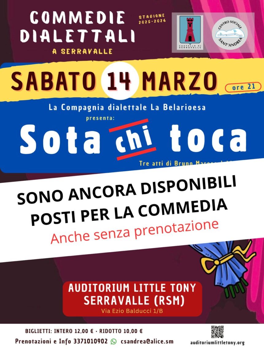 A Serravalle torna la compagnia La Belarioesa con la commedia dialettale “Sota chi toca”