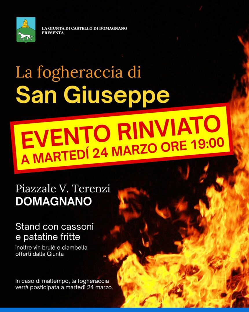 San Marino, rinviata la fogheraccia di San Giuseppe a Domagnano: appuntamento al 24 marzo