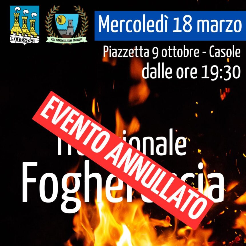 San Marino, Casole: causa maltempo le Focheraccie previste per il 18 sera sono state rinviate al 24 marzo