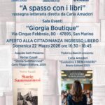Lions Club San Marino Undistricted, edizione 2026 di “A spasso con i libri” rassegna letteraria diretta da Carla Amadori. Ultimo appuntamento domenica 22 marzo 2026 dalle ore 16.30 alle 18.45  presso la Sala Eventi “Giorgia Boutique”