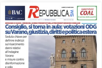 San Marino. La prima pagina de La RepubblicaSM