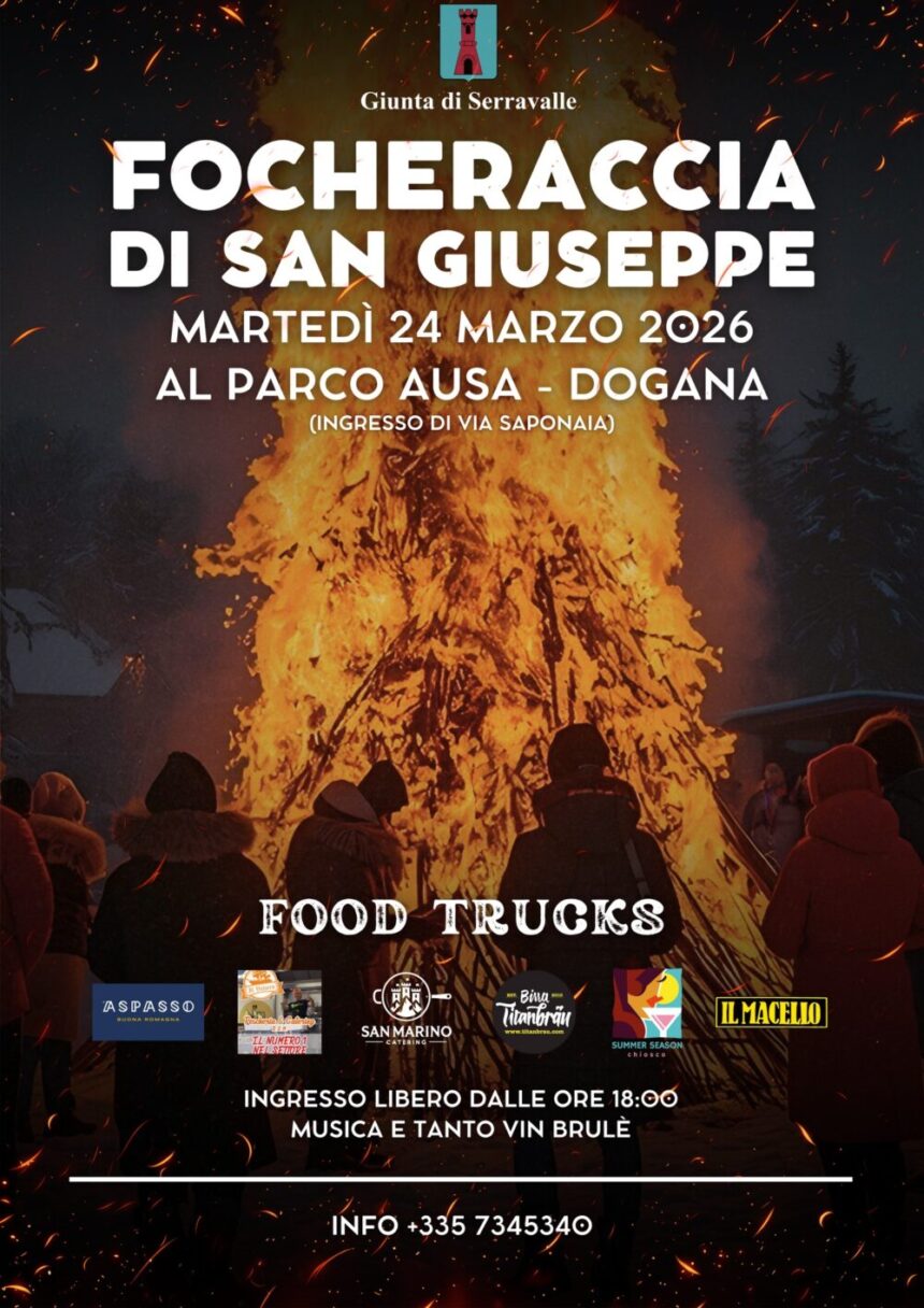San Marino – Serravalle, torna la Focheraccia di San Giuseppe: appuntamento il 24 marzo al Parco Ausa