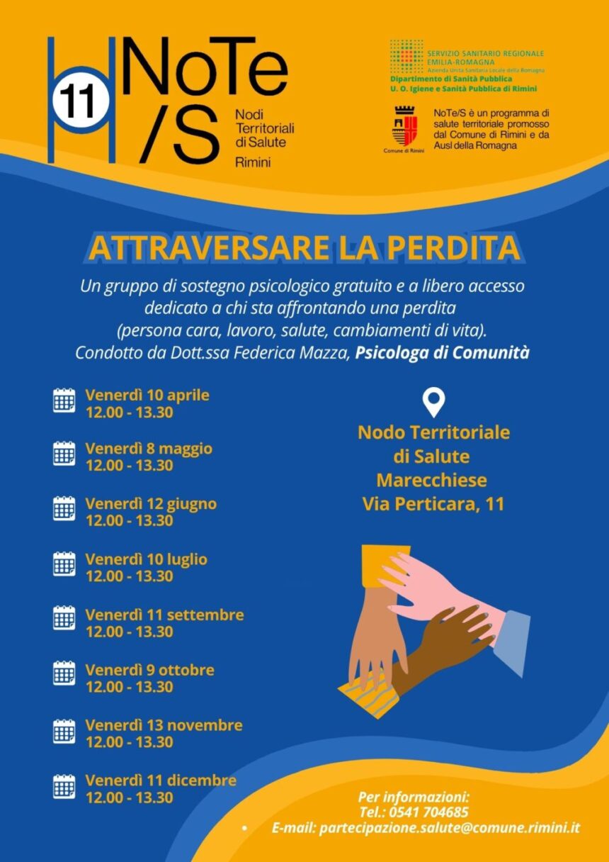 “Attraversare la Perdita”: dal 10 aprile incontri di sostegno psicologico a Rimini