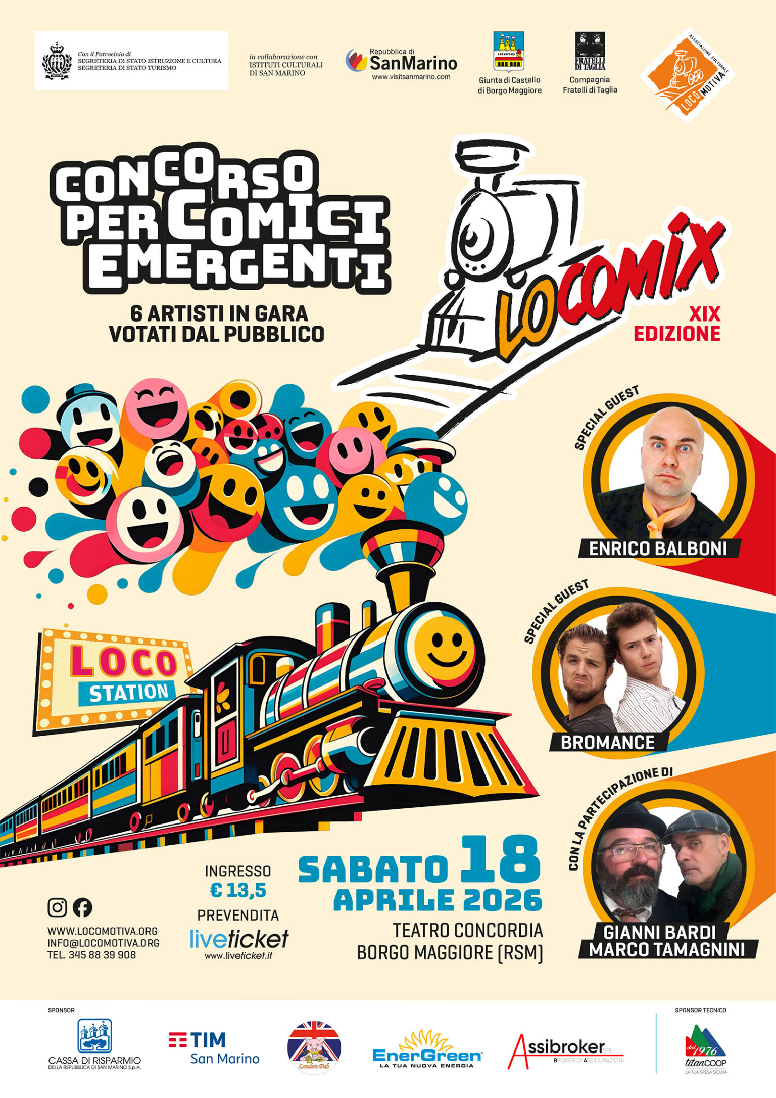 San Marino. Locomix 2026: sabato 18 aprile la finalissima al Teatro Concordia
