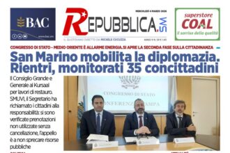 San Marino. La prima pagina de La RepubblicaSM