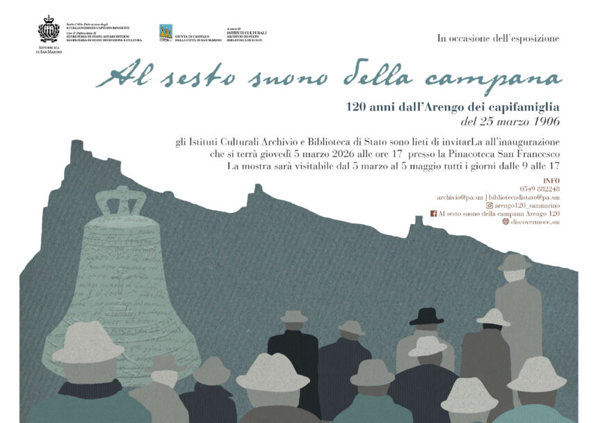 San Marino. Inaugurazione Mostra con ingresso libero: Al sesto suono della campana. 120 anni dall’Arengo dei capifamiglia del 25 marzo 1906. Museo Pinacoteca San Francesco | 5 marzo