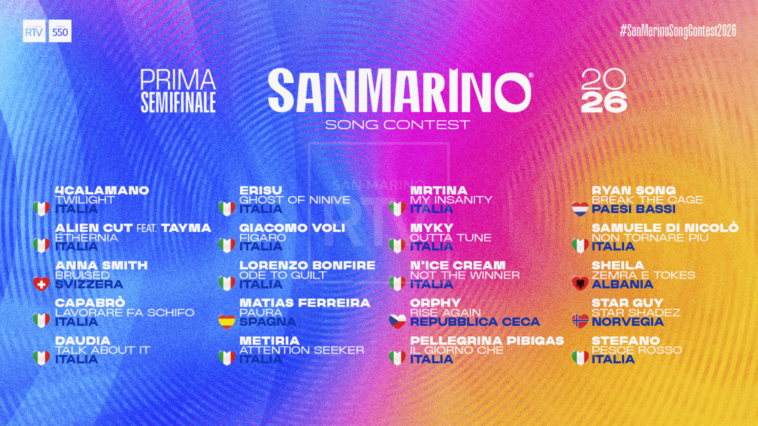 San Marino, al via stasera le semifinali del Song Contest