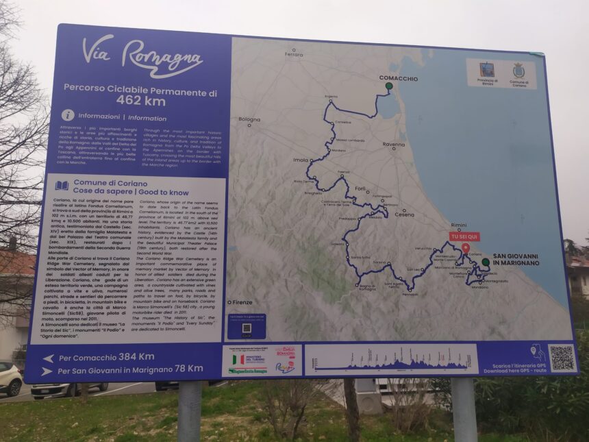 Via Romagna: il percorso cicloturistico attraversa anche il territorio di Coriano