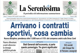 San Marino. La prima pagina de LA SERENISSIMA