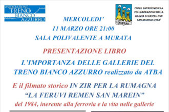 San Marino. Presentazione del libro di ATBA “L’IMPORTANZA DELLE GALLERIE DEL TRENO BIANCO AZZURRO” nel secondo conflitto mondiale. Mercoledì 11 marzo ore 21.00