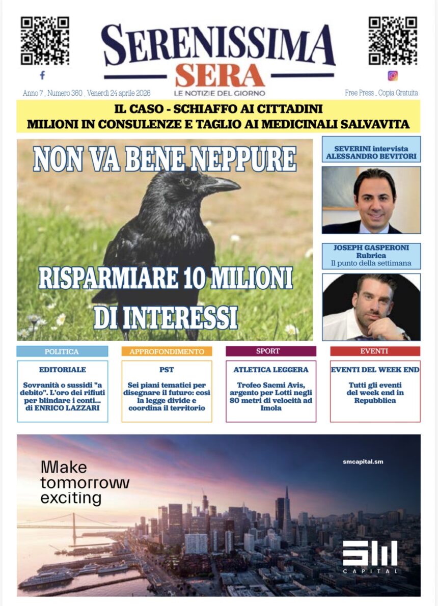 Disponibile gratis in tutta San Marino la copia del Serenissima Sera. Ecco dove trovarlo