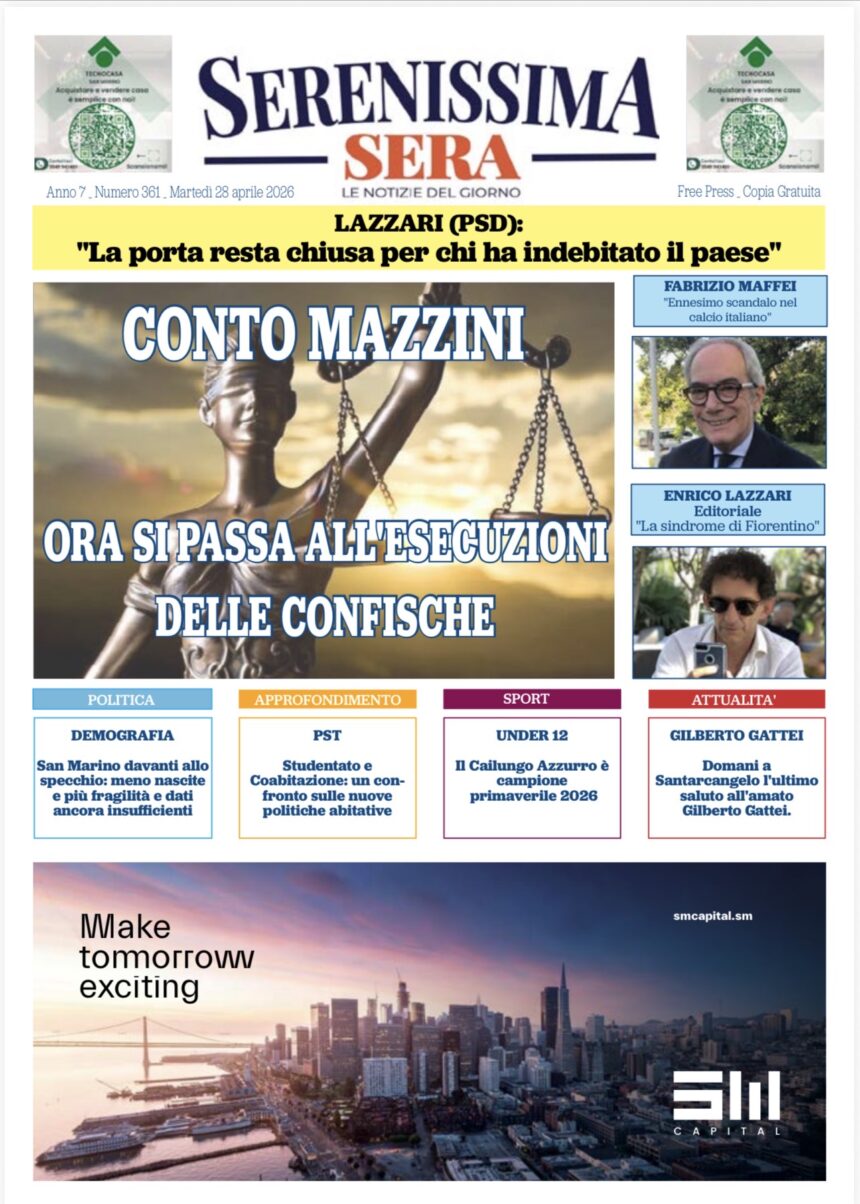 San Marino. La prima pagina de La Serenissima Sera