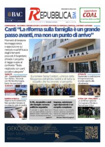 San Marino. La prima pagina de La RepubblicaSM