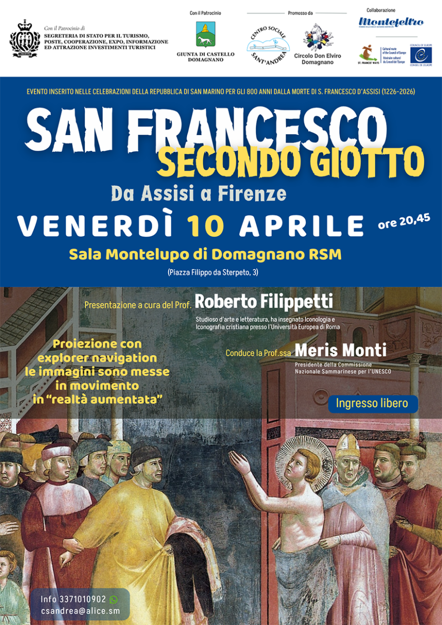 San Francesco secondo Giotto: un viaggio nell’arte in realtà aumentata a Domagnano per l’ottavo centenario