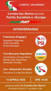 Incontro pubblico del Comites San Marino con i rappresentanti di PSI e +Europa