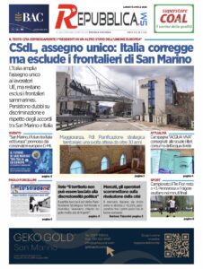 San Marino. La prima pagina de La RepubblicaSM