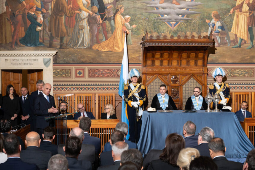 San Marino – Insediamento Reggenti, orazione ufficiale di Alain Berset, Segretario Generale del Consiglio d’Europa San Marino, Palazzo Pubblico, Mercoledì 1° aprile 2026