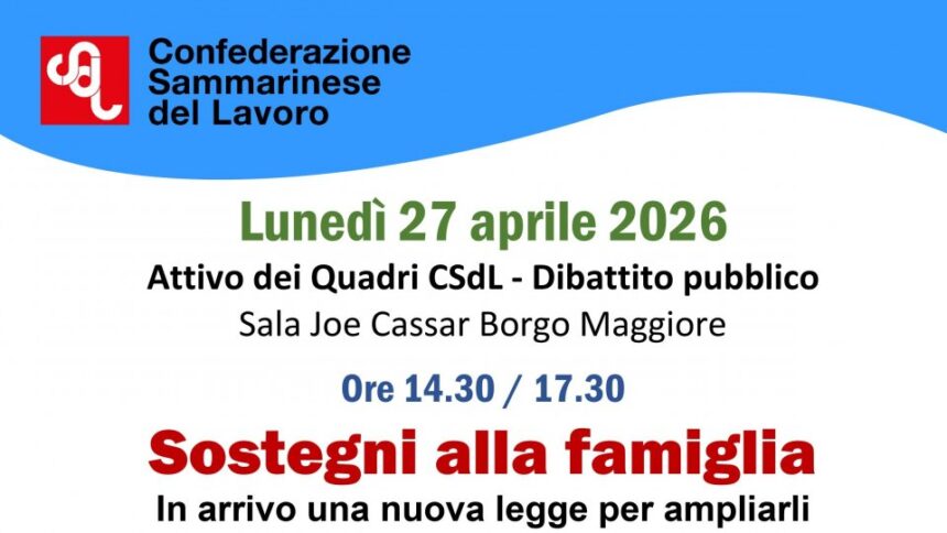 San Marino. CSDL. Norme a sostegno della natalità e della non autosufficienza: il PdL presentato in CGG in prima lettura contiene diversi punti migliorativi