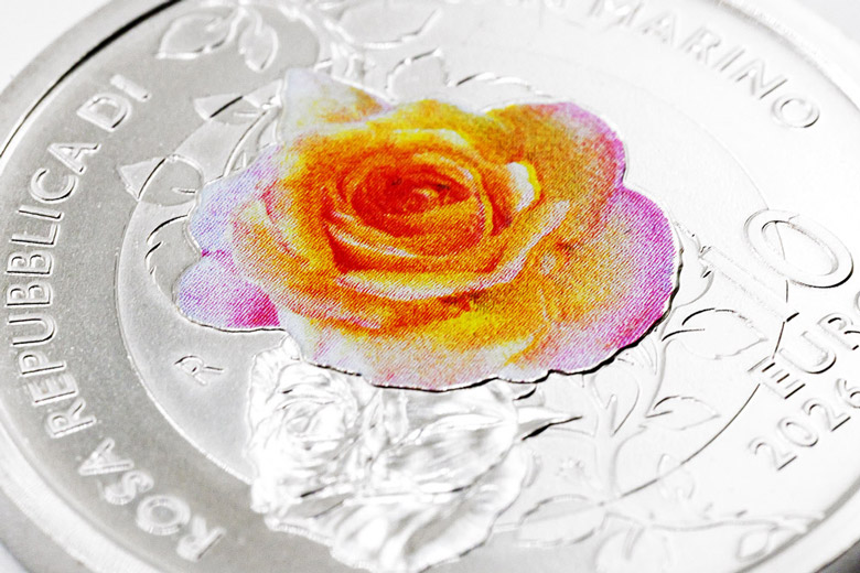 La Rosa della Repubblica di San Marino sulla moneta da 10 euro