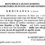 Monte Titano, chiusa via Oddone Scarito per lavori alle reti paramassi