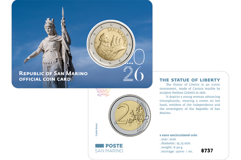 Poste San Marino: le Serie Divisionali e la Coincard dedicata alla Statua della Libertà