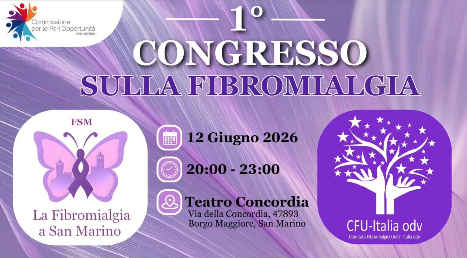 San Marino. 1° Congresso sulla fibromialgia: 12 giugno 2026, ore 20:00, Teatro Concordia