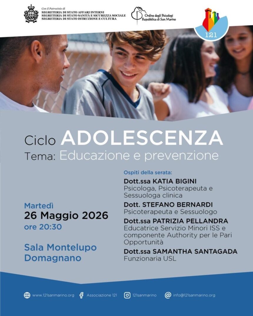 San Marino – Ciclo Adolescenza – Secondo incontro: “Educazione e Prevenzione”