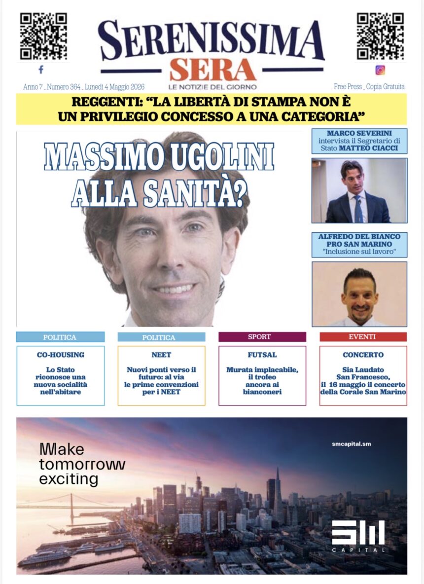 San Marino. La prima pagina del Serenissima Sera