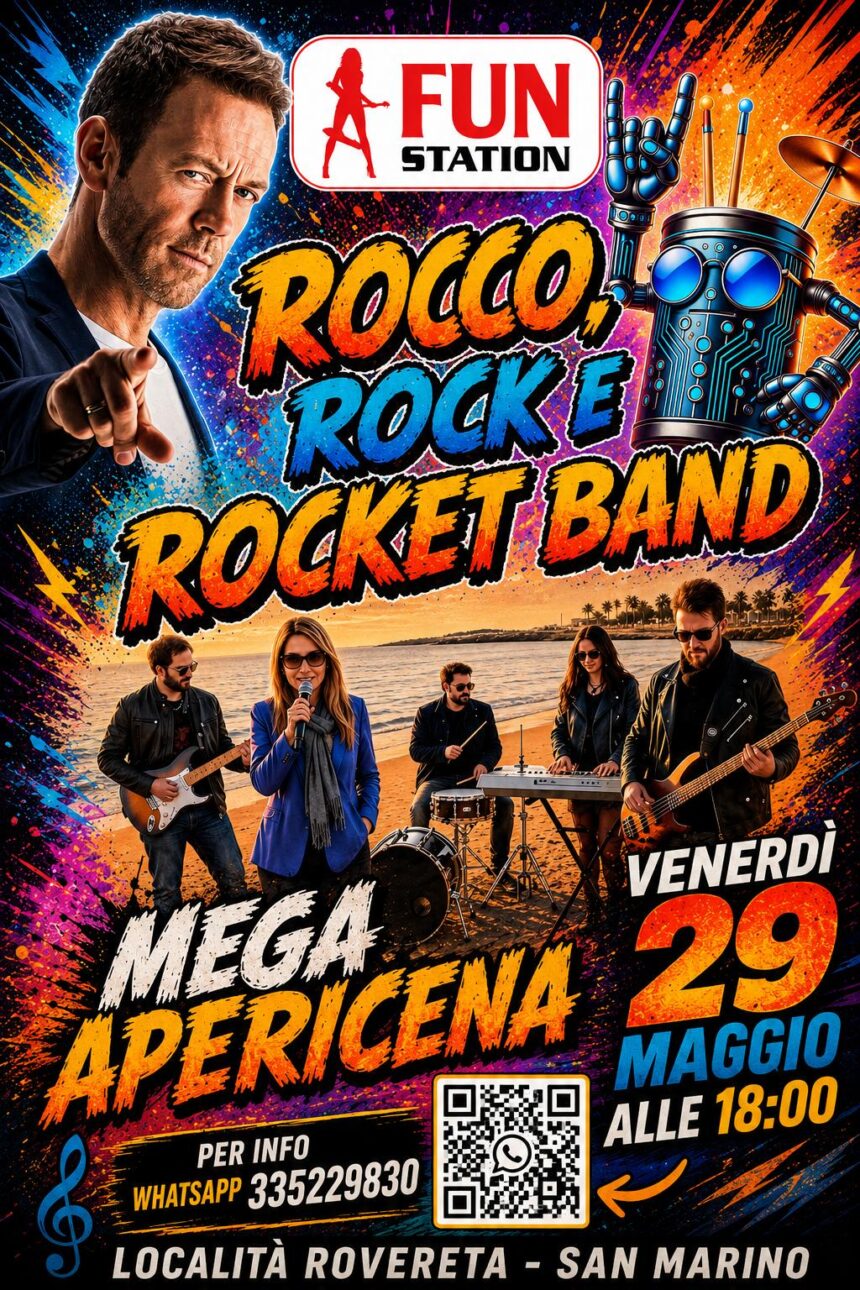 A San Marino arriva la “Rocket Band”: venerdì 29 maggio un mega apericena firmato “Fun Station” a tutta musica a Rovereta