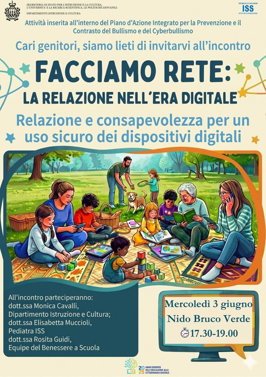 San Marino – “Facciamo Rete”: al via negli Asili Nido il ciclo di incontri sull’educazione alla cittadinanza digitale