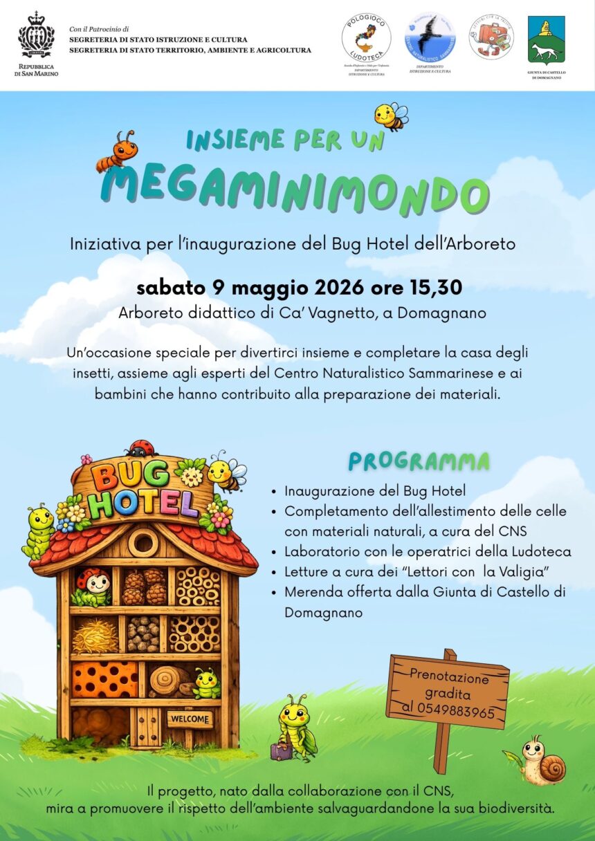 San Marino. Inaugurazione del Bug Hotel all’Arboreto Didattico di Ca’ Vagnetto: un  pomeriggio tra natura, educazione e comunità