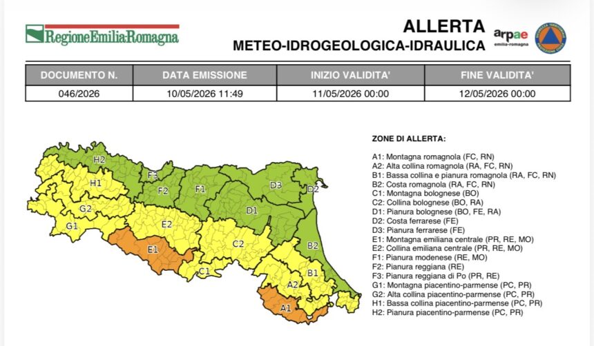 ALLERTA METEO per il giorno 11.05.2026
