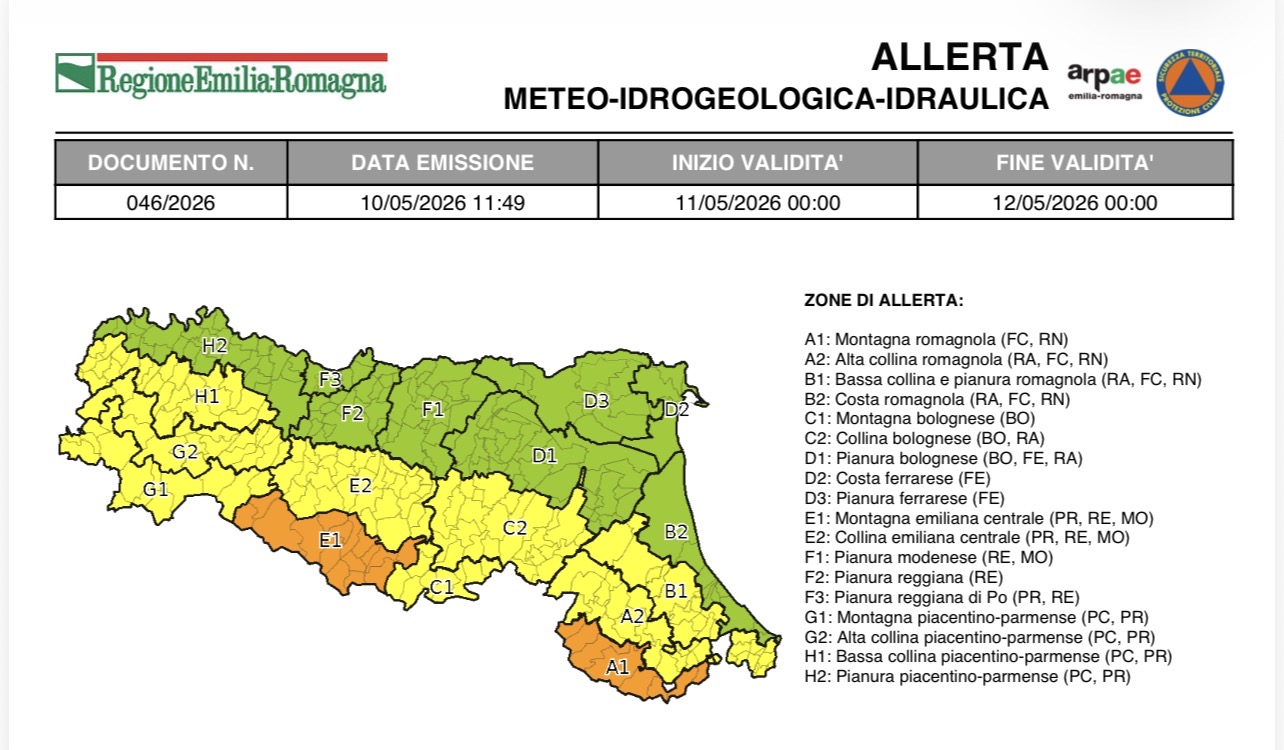 ALLERTA METEO per il giorno 11.05.2026