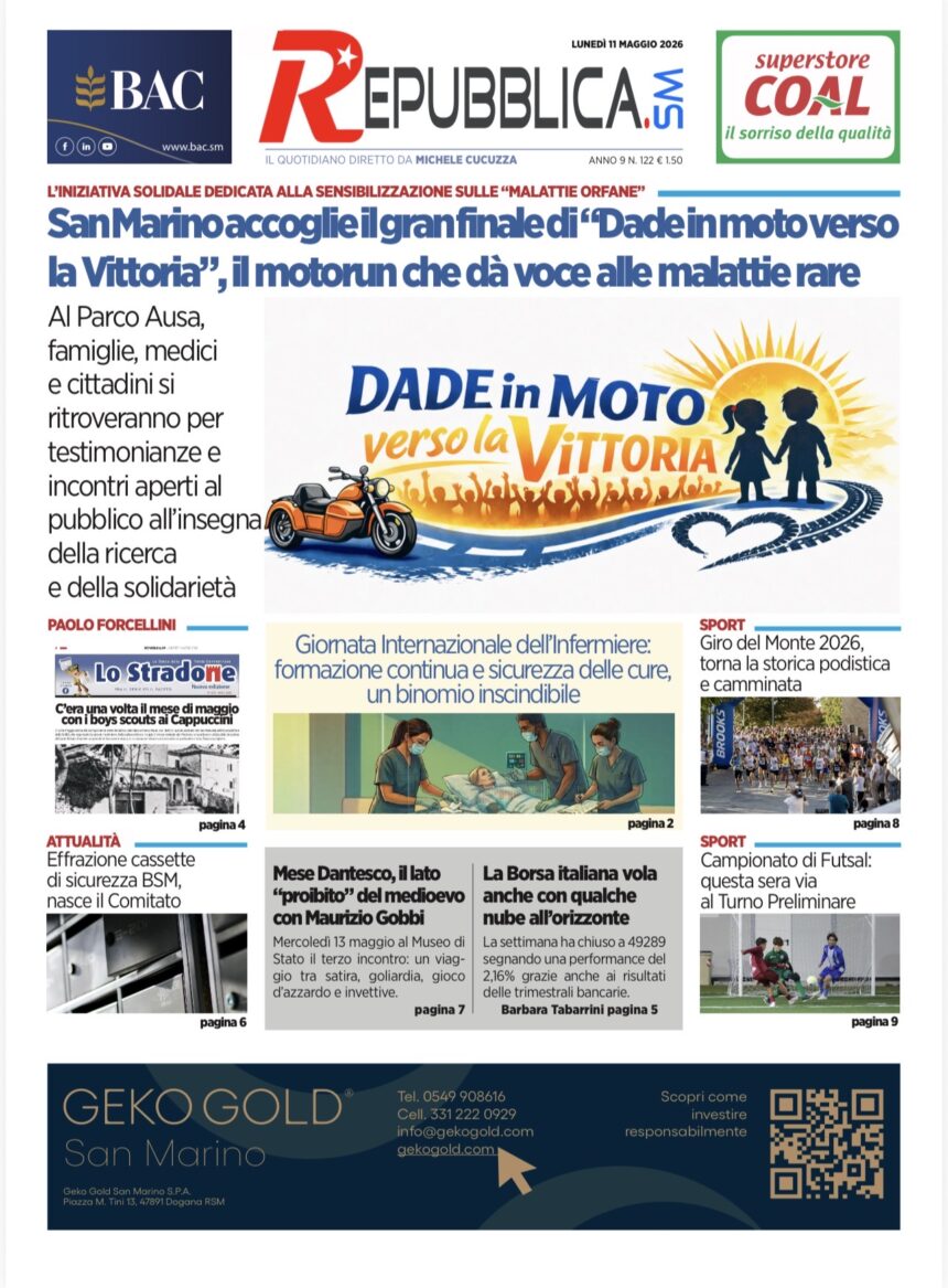 San Marino. La prima pagina de La RepubblicaSM