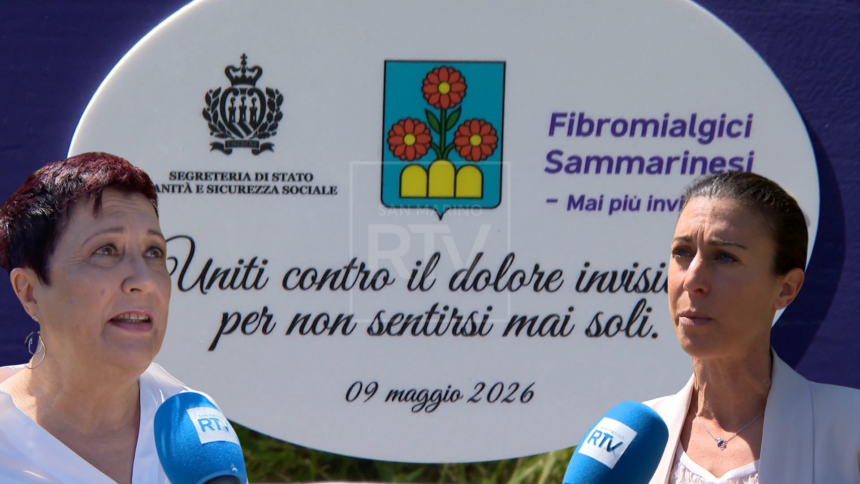 Montegiardino accoglie la panchina viola dell’Associazione Fibromialgici Sammarinesi