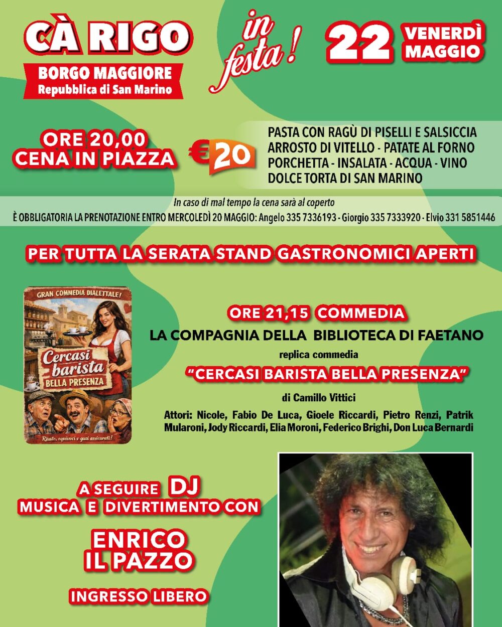 San Marino – Ca’ Rigo in Festa 2026: tre giorni di musica, tradizione e convivialità