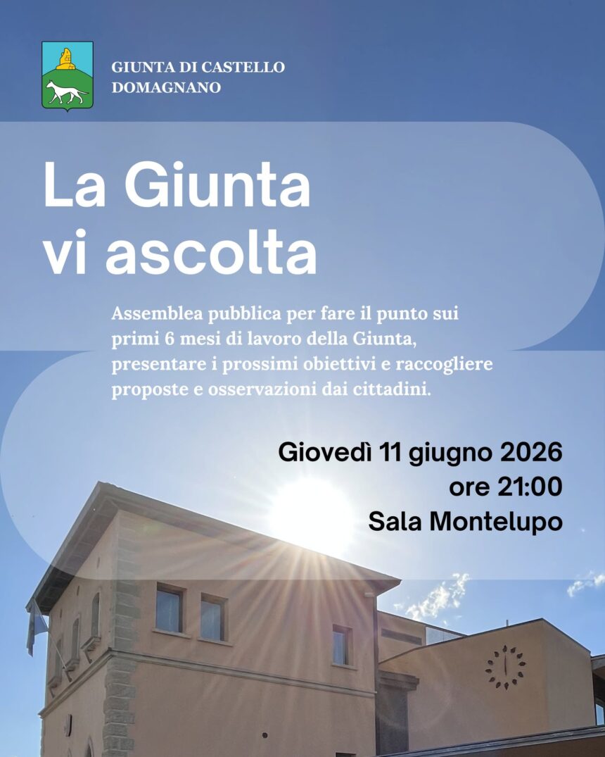 San Marino. La Giunta vi ascolta: giovedì 11 giugno seduta e assemblea pubblica della Giunta di Domagnano