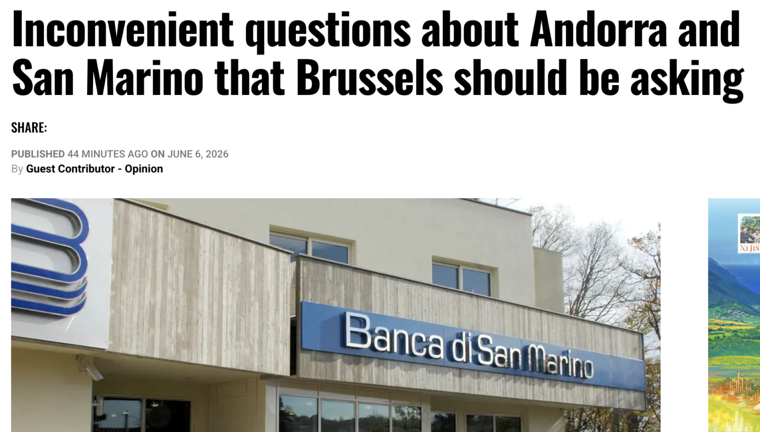 UE REPORTER.CO: ”Scomode domande su Andorra e San Marino che Bruxelles dovrebbe porsi”