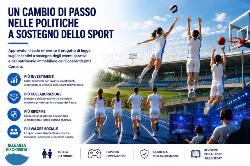 San Marino. Alleanza Riformista: “Nuovi strumenti per sostenere lo sport e valorizzare il patrimonio pubblico”