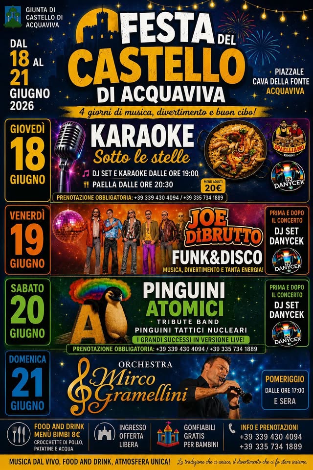San Marino. Festa del Castello di Acquaviva, 18/21 giugno 2026
